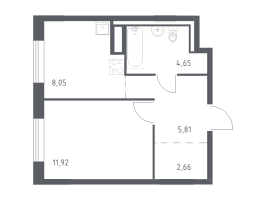 1 ккв № 131 Корп.: 1 , Секция 3  в ЖК Квартал Лаголово