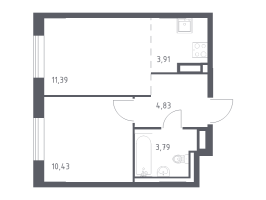 2 ккв (Евро) № 111 Корп.: 1 , Секция 2  в ЖК Квартал Лаголово