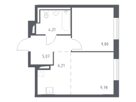 2 ккв (Евро) № 13 Корп.: 2 , Секция 1  в ЖК Квартал Лаголово