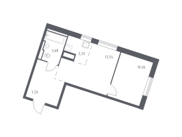 2 ккв (Евро) № 10 Корп.: 1 , Секция 1  в ЖК Квартал Лаголово