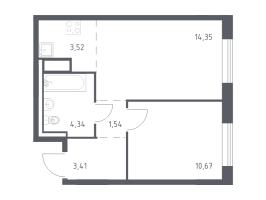 2 ккв (Евро) № 570 Корп.: 1 , Секция 9  в ЖК Квартал Лаголово