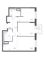 3 ккв (Евро) № 129 Корп.: 1 , Секция 3  в ЖК Квартал Лаголово