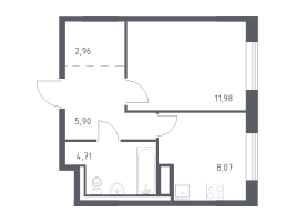 1 ккв № 209 Корп.: 1 , Секция 3  в ЖК Квартал Лаголово