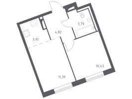 2 ккв (Евро) № 442 Корп.: 2 , Секция 7  в ЖК Квартал Лаголово