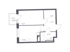 1 ккв № 534 Корп.: 2 , Секция 8  в ЖК Квартал Лаголово