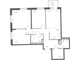 4 ккв (Евро) № 535 Корп.: 2 , Секция 8  в ЖК Квартал Лаголово