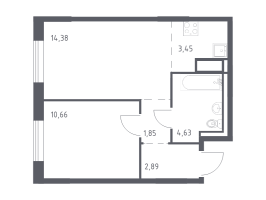 2 ккв (Евро) № 583 Корп.: 1 , Секция 9  в ЖК Квартал Лаголово