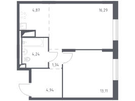 2 ккв (Евро) № 352 Корп.: 2 , Секция 5  в ЖК Квартал Лаголово