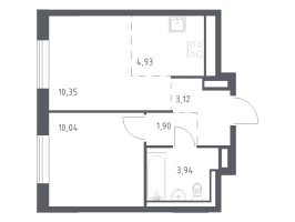 2 ккв (Евро) № 69 Корп.: 1 , Секция 1  в ЖК Квартал Лаголово