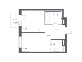 1 ккв № 434 Корп.: 1 , Секция 8  в ЖК Квартал Лаголово