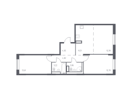 3 ккв (Евро) № 231 Корп.: 1 , Секция 4  в ЖК Квартал Лаголово