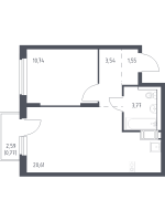 2 ккв (Евро) № 228 Корп.: 1.1 , Секция 2  в ЖК Квартал Торики