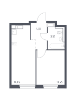 1 ккв № 141 Корп.: 1.2 , Секция 3  в ЖК Квартал Торики