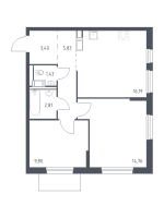 3 ккв (Евро) № 55 Корп.: 1.2 , Секция 1  в ЖК Квартал Торики