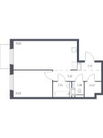 2 ккв (Евро) № 97 Корп.: 1.2 , Секция 1  в ЖК Квартал Торики