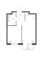 2 ккв (Евро) № 104 Корп.: 1.2 , Секция 1  в ЖК Квартал Торики