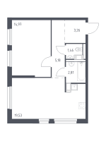 2 ккв (Евро) № 12 Корп.: 1.2 , Секция 1  в ЖК Квартал Торики