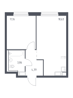 2 ккв (Евро) № 3 Корп.: 1.2 , Секция 1  в ЖК Квартал Торики