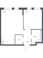 2 ккв (Евро) № 124 Корп.: 1.2 , Секция 1  в ЖК Квартал Торики