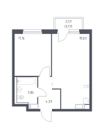 2 ккв (Евро) № 123 Корп.: 1.2 , Секция 1  в ЖК Квартал Торики