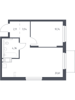 2 ккв (Евро) № 64 Корп.: 1.1 , Секция 1  в ЖК Квартал Торики