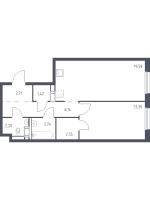 2 ккв (Евро) № 30 Корп.: 1.2 , Секция 1  в ЖК Квартал Торики