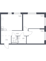 3 ккв (Евро) № 125 Корп.: 1.2 , Секция 1  в ЖК Квартал Торики