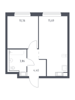 2 ккв (Евро) № 441 Корп.: 1.1 , Секция 3  в ЖК Квартал Торики