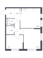 3 ккв (Евро) № 7 Корп.: 1.2 , Секция 1  в ЖК Квартал Торики