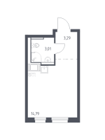 Студия № 131 Корп.: 1.2 , Секция 1  в ЖК Квартал Торики