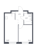 2 ккв (Евро) № 143 Корп.: 1.2 , Секция 3  в ЖК Квартал Торики