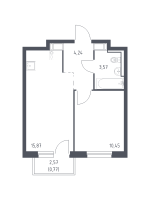 2 ккв (Евро) № 191 Корп.: 1.2 , Секция 3  в ЖК Квартал Торики