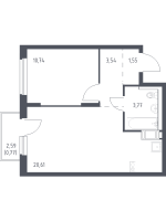2 ккв (Евро) № 256 Корп.: 1.1 , Секция 2  в ЖК Квартал Торики