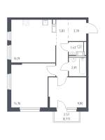 3 ккв (Евро) № 156 Корп.: 1.2 , Секция 3  в ЖК Квартал Торики