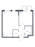 2 ккв (Евро) № 52 Корп.: 1.2 , Секция 1  в ЖК Квартал Торики