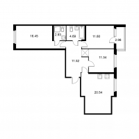 4 ккв (Евро) № 191 Корп.: C , Секция 4  в ЖК Квартал Заречье