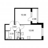 1 ккв № 68 Корп.: C , Секция 2  в ЖК Квартал Заречье