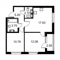 3 ккв (Евро) № 223 Корп.: D , Секция 4  в ЖК Квартал Заречье