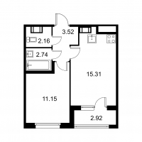 2 ккв (Евро) № 426 Корп.: B , Секция 8  в ЖК Квартал Заречье