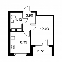 1 ккв № 228 Корп.: D , Секция 4  в ЖК Квартал Заречье