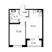 2 ккв (Евро) № 417 Корп.: B , Секция 8  в ЖК Квартал Заречье