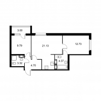 3 ккв (Евро) № 361 Корп.: B , Секция 7  в ЖК Квартал Заречье