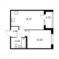 2 ккв (Евро) № 260 Корп.: B , Секция 5  в ЖК Квартал Заречье