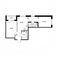 3 ккв (Евро) № 170 Корп.: B , Секция 4  в ЖК Квартал Заречье