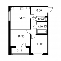 2 ккв № 312 Корп.: D , Секция 6  в ЖК Квартал Заречье