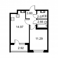 2 ккв (Евро) № 9 Корп.: D , Секция 1  в ЖК Квартал Заречье