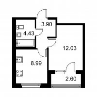 1 ккв № 216 Корп.: D , Секция 4  в ЖК Квартал Заречье