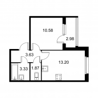 1 ккв № 52 Корп.: C , Секция 2  в ЖК Квартал Заречье
