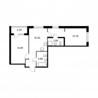 3 ккв (Евро) № 161 Корп.: B , Секция 4  в ЖК Квартал Заречье