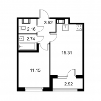 2 ккв (Евро) № 419 Корп.: B , Секция 8  в ЖК Квартал Заречье